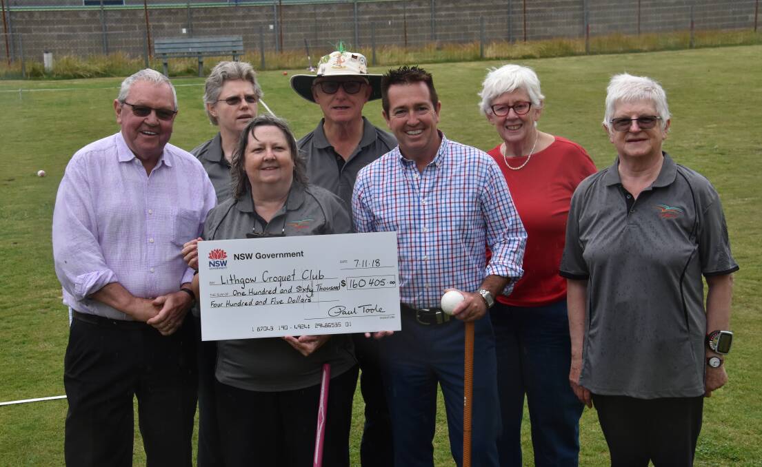 Members of the Lithgow Croquet Club with Lithgow Mayor Ray Thompson and MP Paul Toole. 