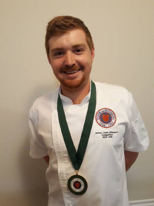 MASTER CHEF: Aaron won the bronze award, the top NSW accolade, in the cooking competition 'Jeunes Chefs Rotisseurs' Picture: SUPPLIED. 