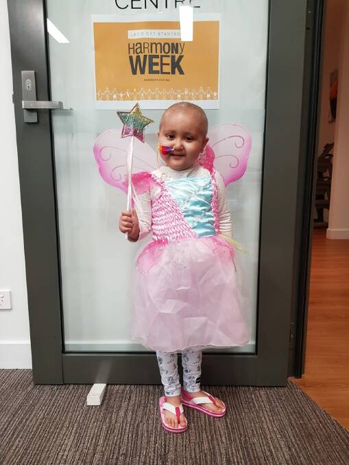 CUTIE: Angela Baraz dressed up as a fairy as she braves multiple surgeries. Photo: SUPPLIED 