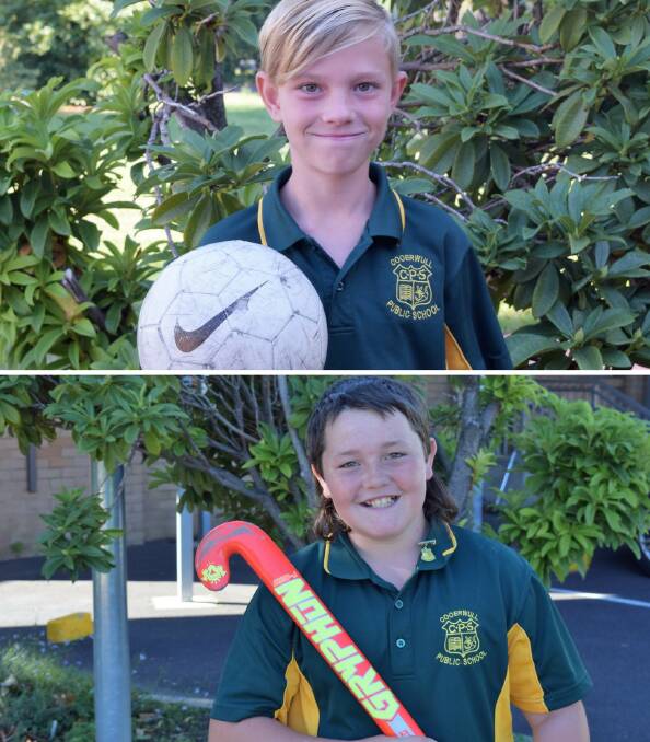 REPRESENTATIVES: Cooerwull Public students Ryan Wells and Deklin Unsworth both got selected for the soccer and hockey teams. Picture: SUPPLIED. 