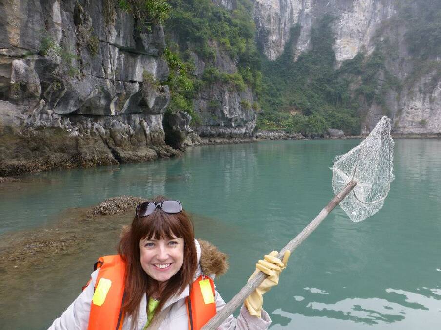 WATER: Diana doing a rubbish clean up during Action for Halong Bay Vietnam.