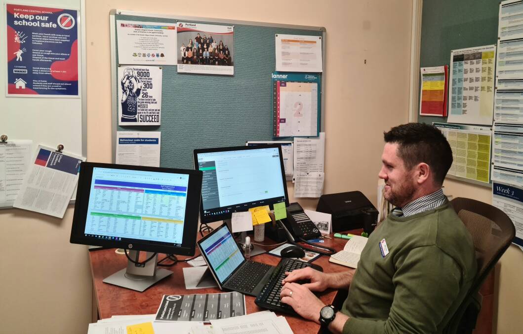 Portland Central relieving principal Matt Quirk has been working hard with his staff to make sure online teaching goes smoothly for all students. Picture: SUPPLIED 