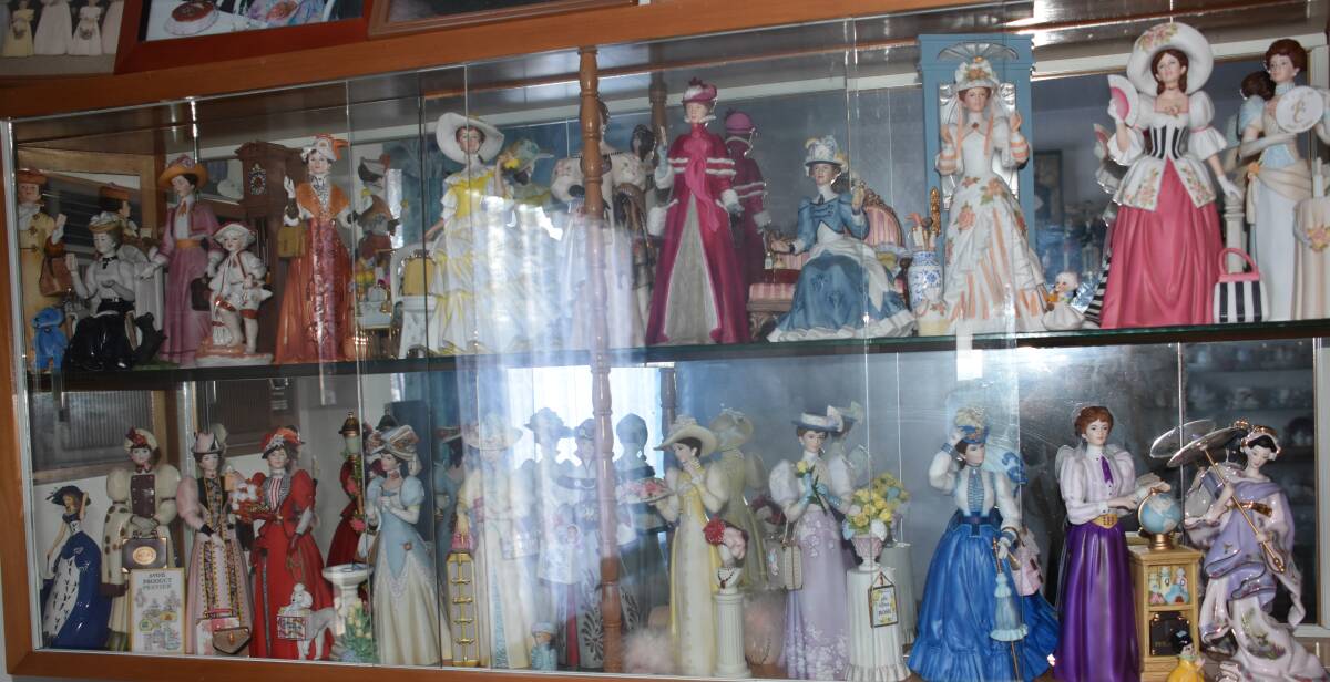 The collection of Avon dolls that Mrs Hart was given over the years. 