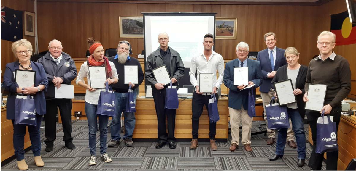 CEREMONY: Marian Jerga, Mayor Ray Thompson, Lucie Lebrunet, Gary Cooke, Bruce Hargrave, Devan Oosthuizen, Iain Black, Andrew Gee, Eileen Dodd, Mark Campbell. Picture: SUPPLIED 