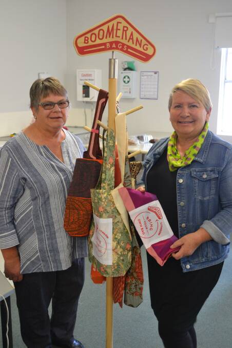 SUPPORT: Maureen Flynn and Debbie Bailey are proud members of the Boomerang Bags group. 