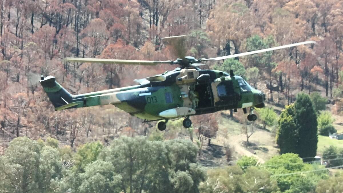 Residents were excited to see the ADF helicopter land in Lithgow. Picture: SUPPLIED 
