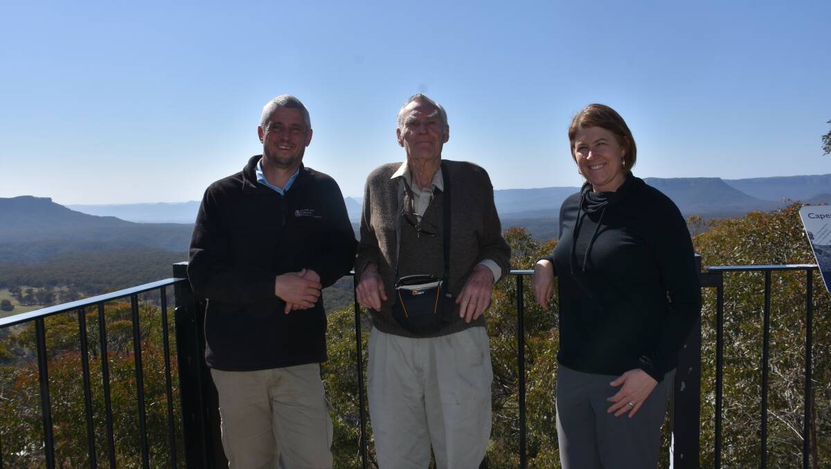 RARE SIGHT: Senior land services officer Huw Evans, consultant forester Dick Turner and threatened species commissioner Dr Sally Box. Picture: CIARA BASTOW.  
