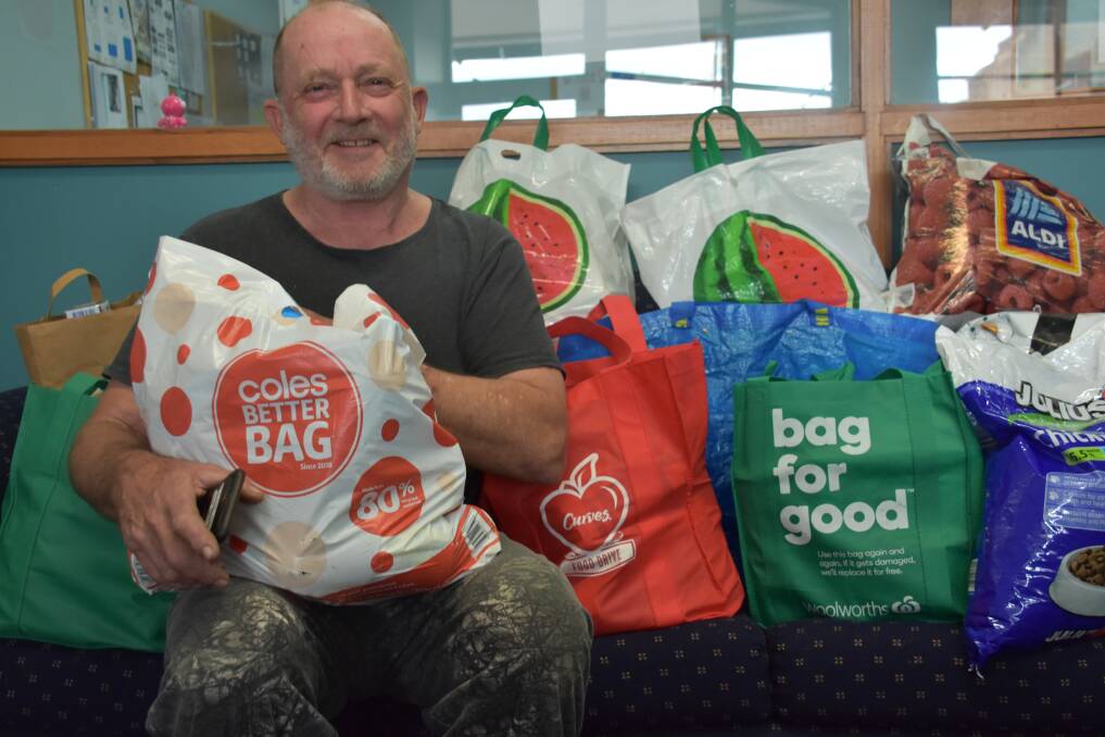 THOUGHTFUL: Nick Drayton lends a helping hand to farmers by making a huge grocery donation. Picture: PHOEBE MOLONEY. 