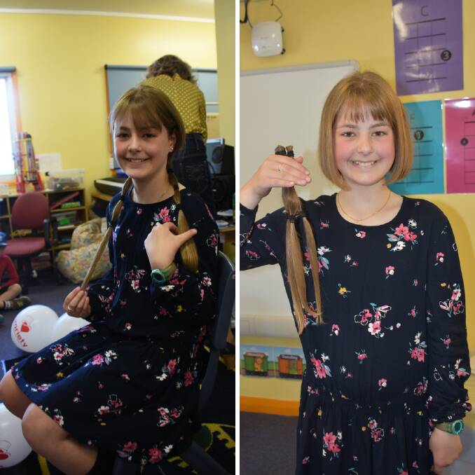 BIG CHOP: Charlotte Peterson before and after the hair cut. Pictures: CIARA BASTOW. 