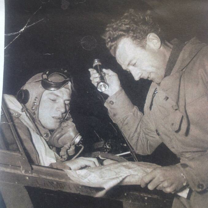 William Mansell in the aircraft during night training at Point Cook in 1951. Picture: SUPPLIED 