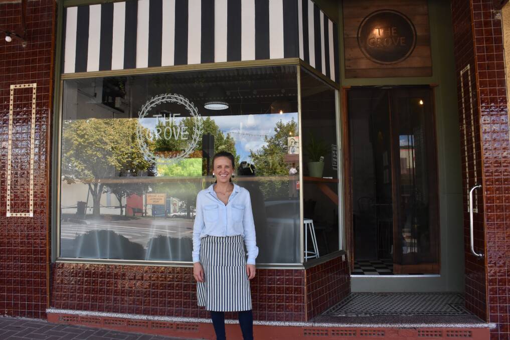 THE GROVE: Merryn Grove standing out the front of her new cafe in Portland. 