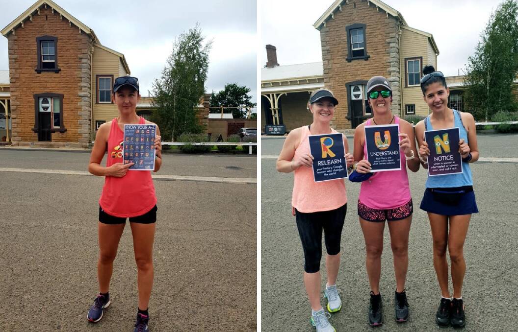 RUN: Organsier Christy Brazil with Brea Jewson, Julie Livingston and Florintina Dulceanu holding up the posters they put around town. Picture: SUPPLIED. 