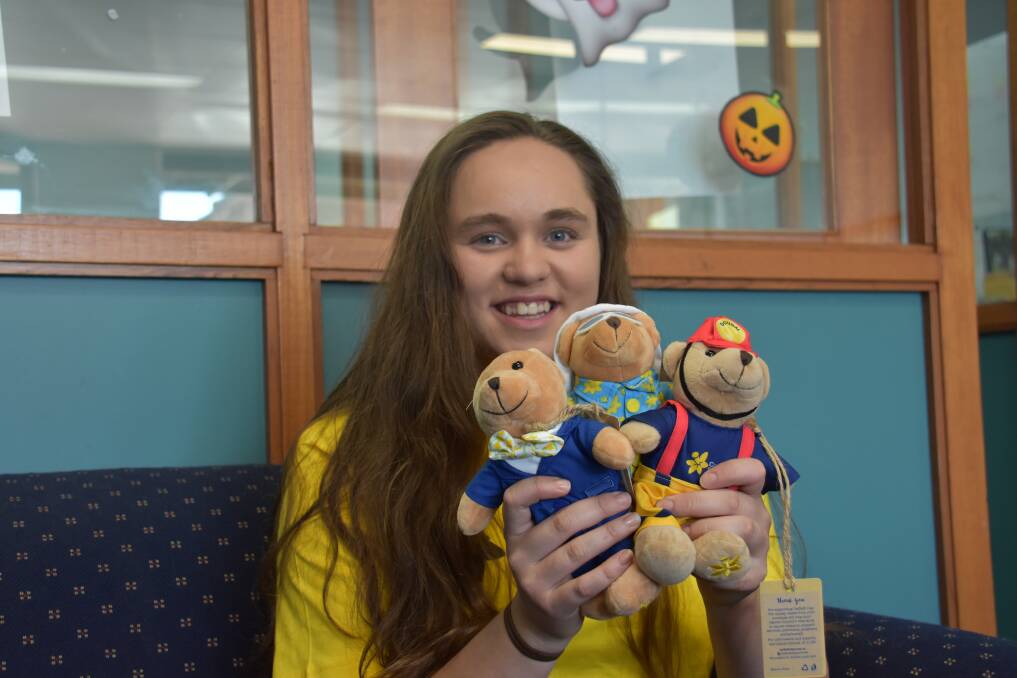 VOLUNTEER: Keen volunteer Emily Waru is excited to be selling Dougal bears for daffodil day. Picture: CIARA BASTOW. 