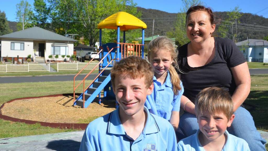 The Doran family of South Bowenfels including mother Sonia and children Jane, Sam and Luke would welcome an adventure park in Lithgow with open arms. Picture: HOSEA LUY 