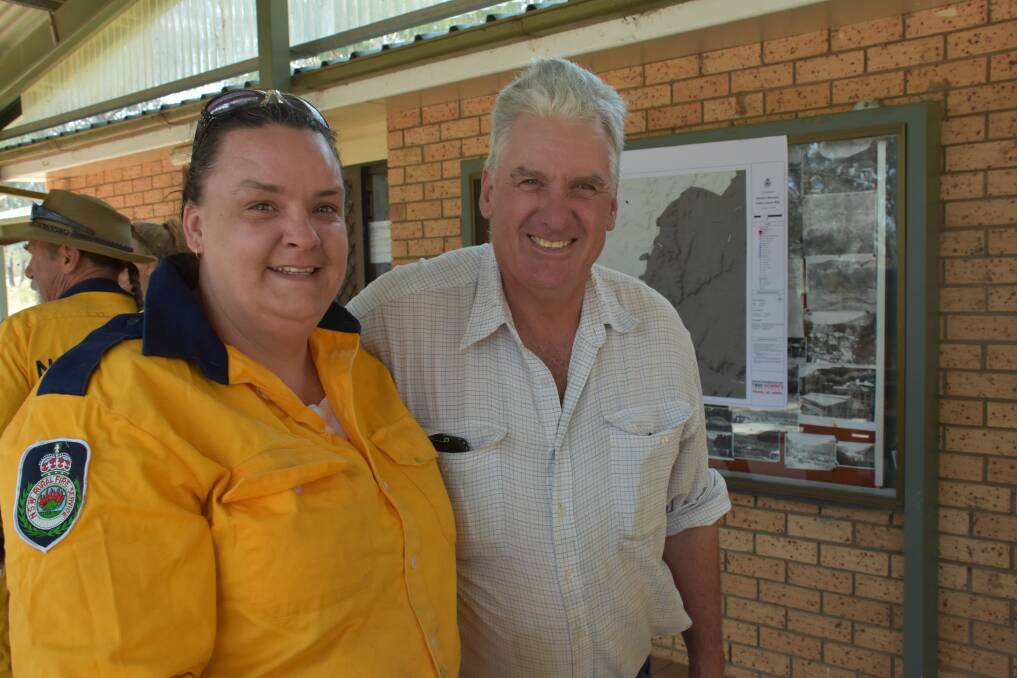 SUPPORT: Fire fighter Kathy Grimshaw with Glen Alice fire captain Bruce Richardson. Picture: CIARA BASTOW