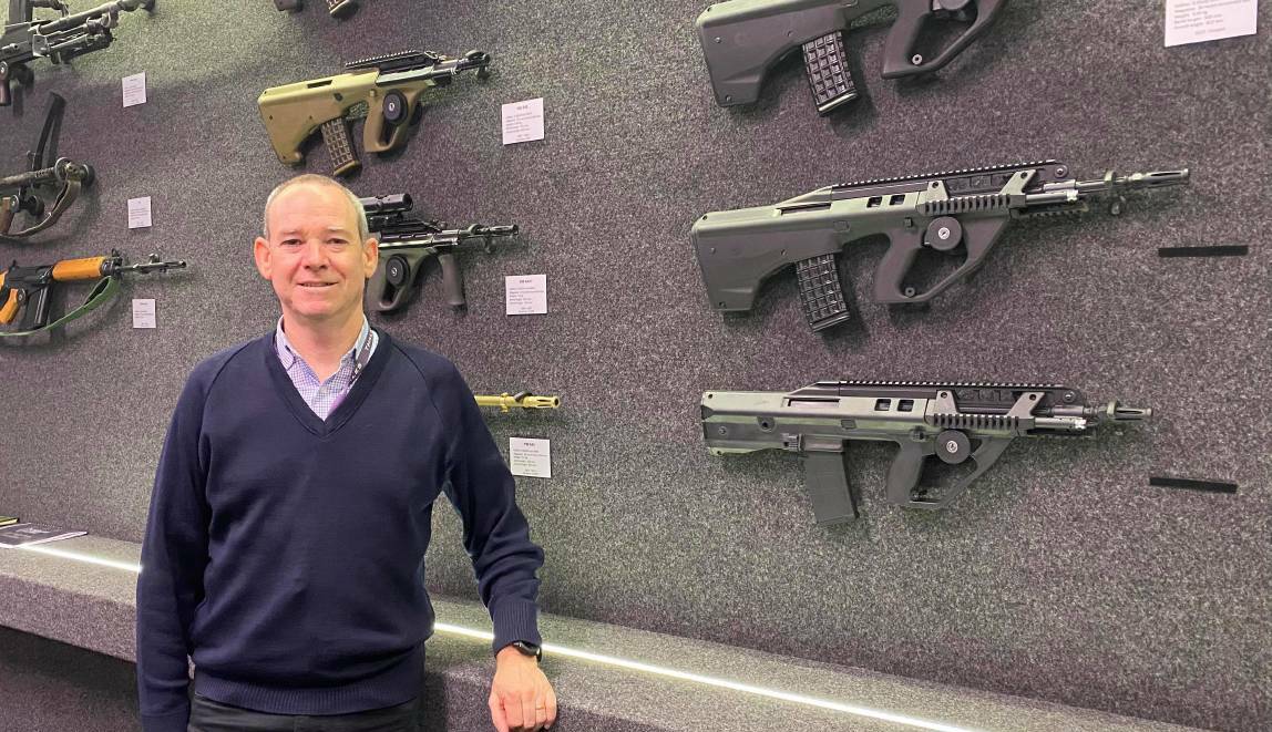 SUPPORTING SOLDIERS: Thales Lithgow Arms general manager Bruce Hutton with some of the locally-made guns. Photo: ALANNA TOMAZIN. 