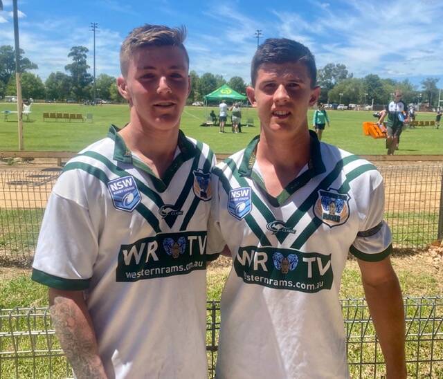 LITHGOW BOYS: Halfback Cooper Egan and Fullback Sam Lane making Lithgow proud in the Western Rams. Photo: SUPPLIED 