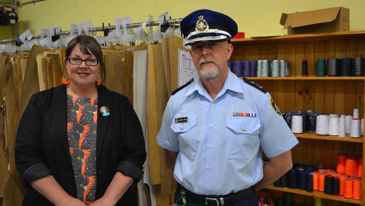 BUSINESS: Kara Cooper with Lithgow Correctional Centre Governor Mick Green. Photo: CIARA BASTOW