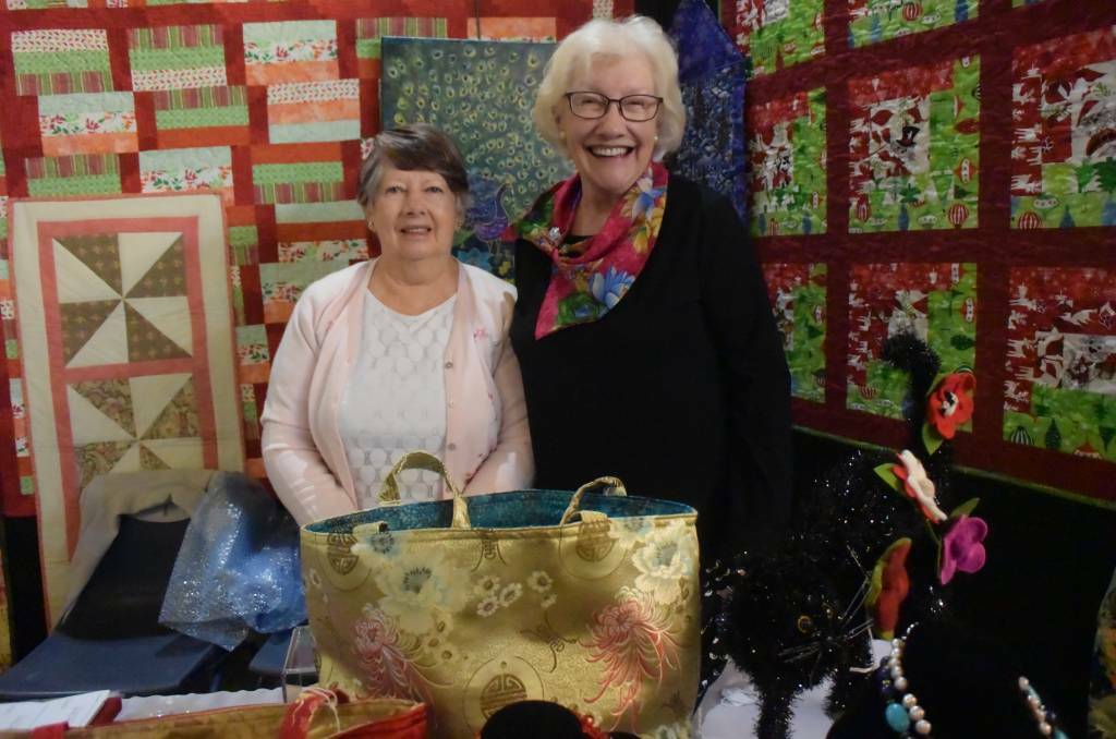 HANDMADE GOODS: Marjorie King and Jennifer Channing man a stall in 2018. Picture: KIRSTY HORTON. 
