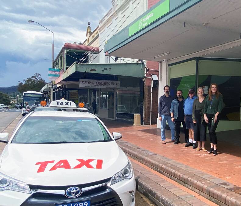 
TOGETHER: headspace Psychologist, Karlo, Community Engagement Coordinator and Intake, Jason, Lithgow City Radio Cabs driver, Colin Phelan, Youth Care Coordinator Jess and Clinical Lead, Melinda. Picture: SUPPLIED 
