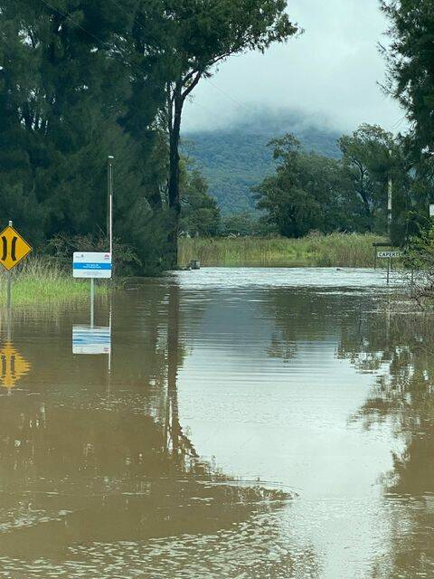 FLOOD: The main bridge in and out of Glen Davis was flooded, trapping residents in their homes. Photo: KATHY GRIMSHAW 