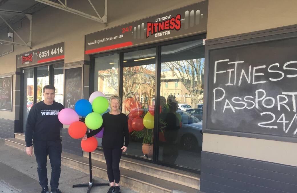 OPEN FOR BUSINESS: Jody and Lyne Presbury out the front of Lithgow Fitness Centre, excited to be open for their members. Picture: CIARA BASTOW
