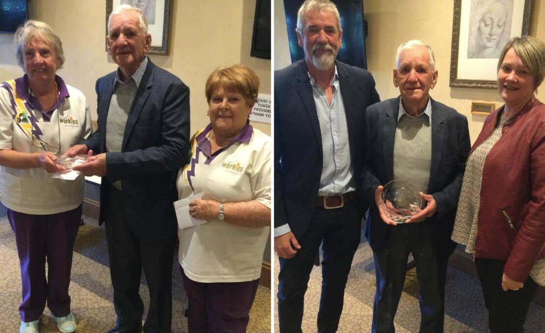 WINNERS: Wendy Constable and Cath Kenniff being presented by John Lang and Andrew Lang, John Lang and Janey Matthews. 