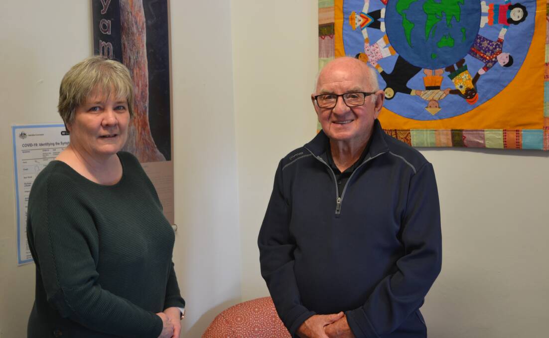 JOY: LINC Hub manager Leanne Walding and President of the St Patrick's Conference - Lithgow, Gary Marshall. Picture: CIARA BASTOW 