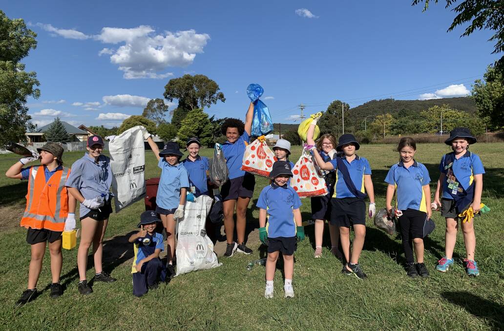 CLEAN UP: Lithgow Girl Guides participated in Clean Up Australia Day and are proudly showing their cleaning efforts. Photo: SUPPLIED 