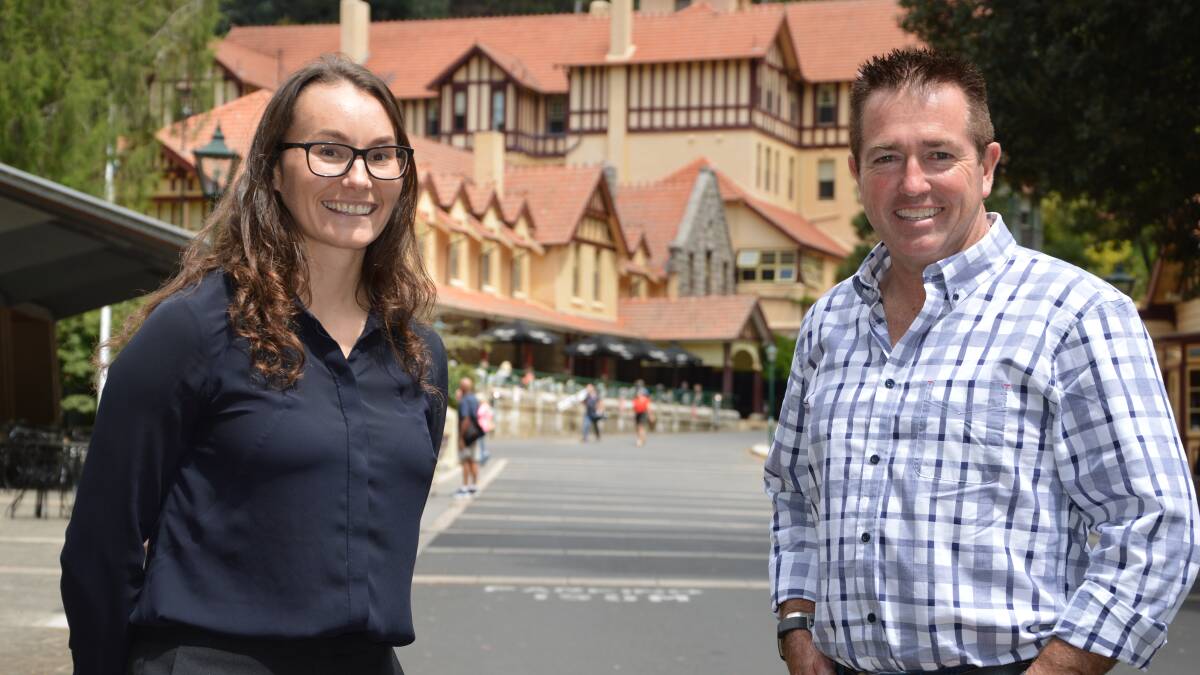 FUNDING: Director of Jenolan Caves Jodie Anderson with Member for Bathurst Paul Toole as $7.9 million in funding was announced for the precinct. Photo: CONTRIBUTED