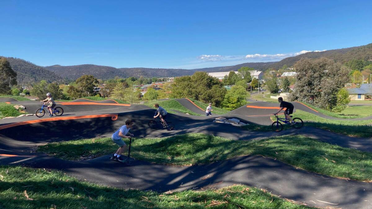PUMPED: The new cycle and scooter pump track at Endeavour Park is an instant success. But seems no one warned the resident magpie who is not impressed and dive bombs anyone with a little colour in their helmet. Seems basic black or white doesnt bother it. Maybe its colour blind. 