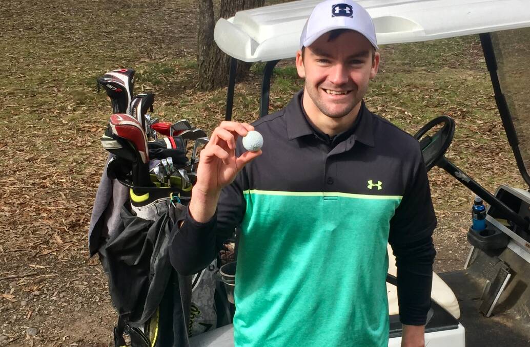 FINALLY: Brock Egan finally gets a hole in one over the weekend. Photo: SUPPLIED 