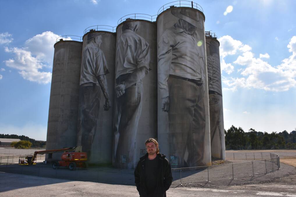 Guido Van Helten, the artist responsible for the gigantic paintings on Portland's silos. Picture: CIARA BASTOW. 