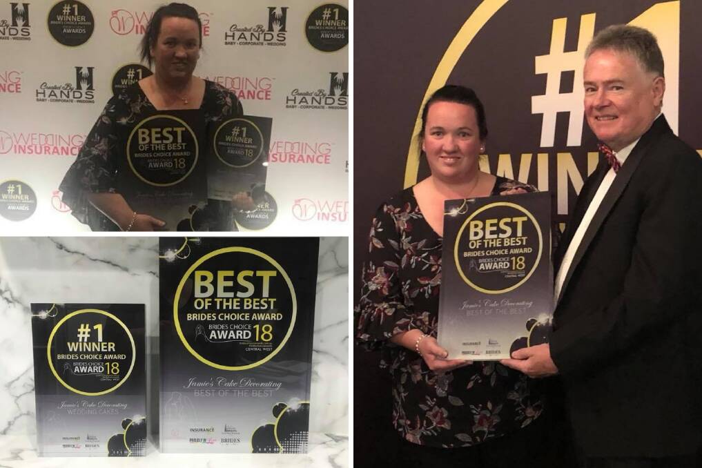 Jamie Collins from Jamie's Cakes with her awards. Pictures: SUPPLIED. 