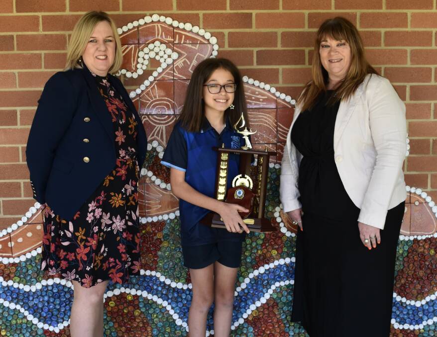 SUPPORT: Principal Jenny Lambourn, Dux Stevie-Lee Mealey and Mrs Fraser. Photo: SUPPLIED 