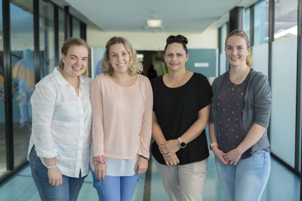 NEW NURSES: Hannah Smith, Amy Dewar, Benita Ribaux-Dolbel and Kaitlyn McLaughlin at their orintation day. Picture: SUPPLIED