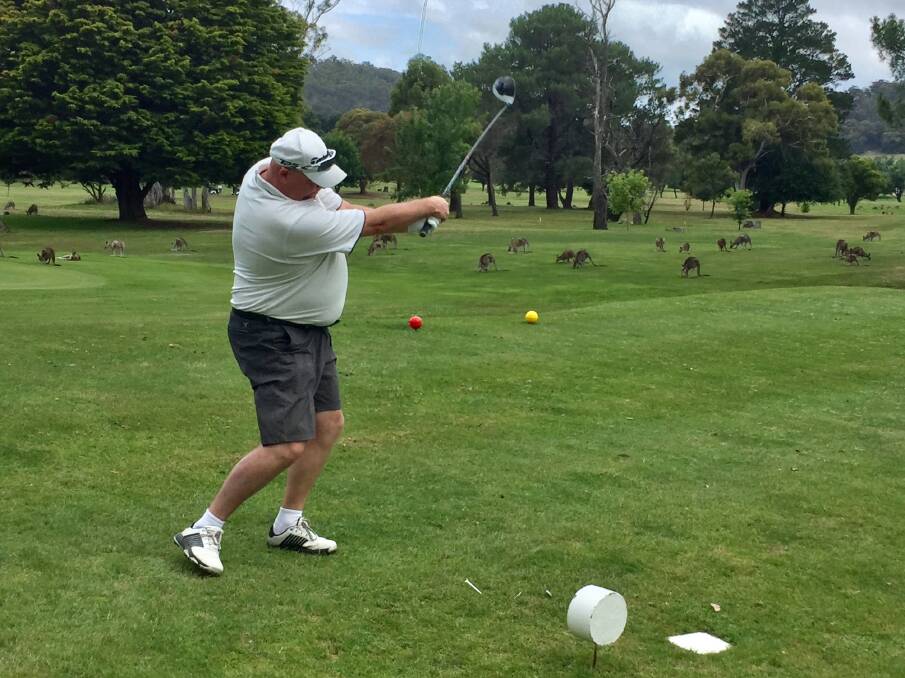 TEA OFF: Darren Hunter shows why he is one of the top golfers in Lithgow. Photo: SUPPLIED 