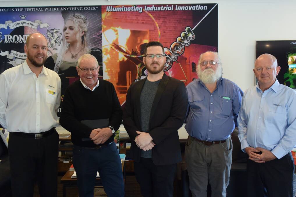 SUPPORT: Tourism manager Simon Francis, mayor Ray Thompson, Laservision marketing director Matthew Tuey, Lithgow City counsellor Steve Ring and tourism officer Robbie Park. Picture: CIARA BASTOW