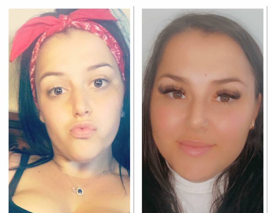 Dani Anikeht when she was taking drugs (left) compared to being three years sober (right). Picture: Supplied 