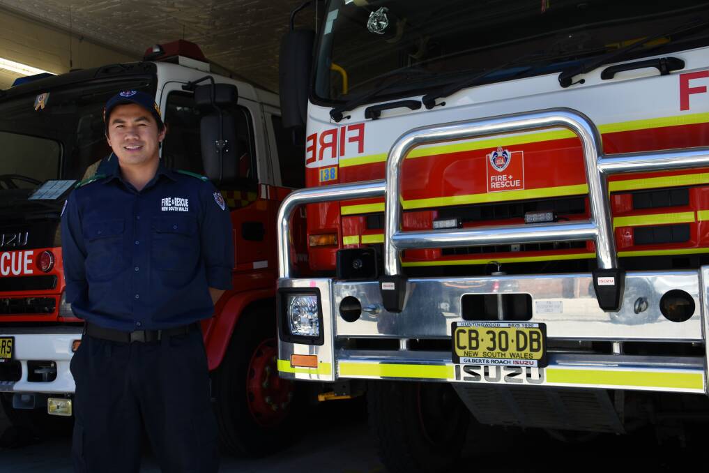 NEW RECRUIT: Diovanni Baysa is the newest recruit at Lithgow Fire and Rescue Station. Picture: KIRSTY HORTON. 