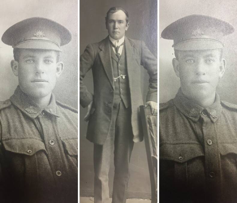 HISTORY: Corporal Fred Brown with his brother Douglas Brown and Walter Buttfield (middle). Picture: SUPPLIED. 