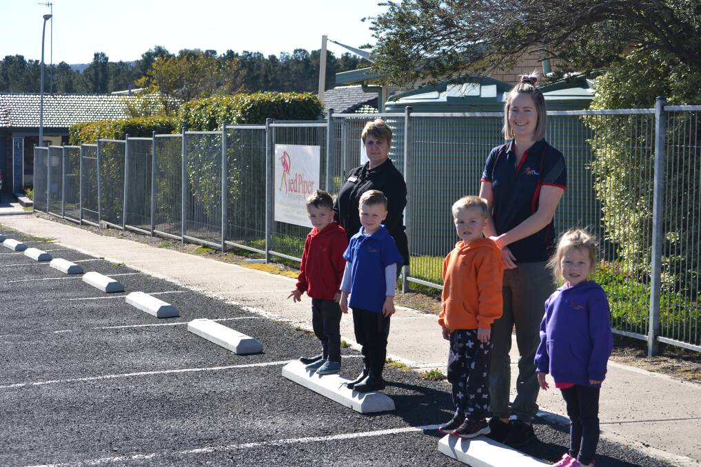 SAFETY: Leo, Donna, Lennox, Ash, Jack and Lucy are happy with the new carpark. Picture: CIARA BASTOW