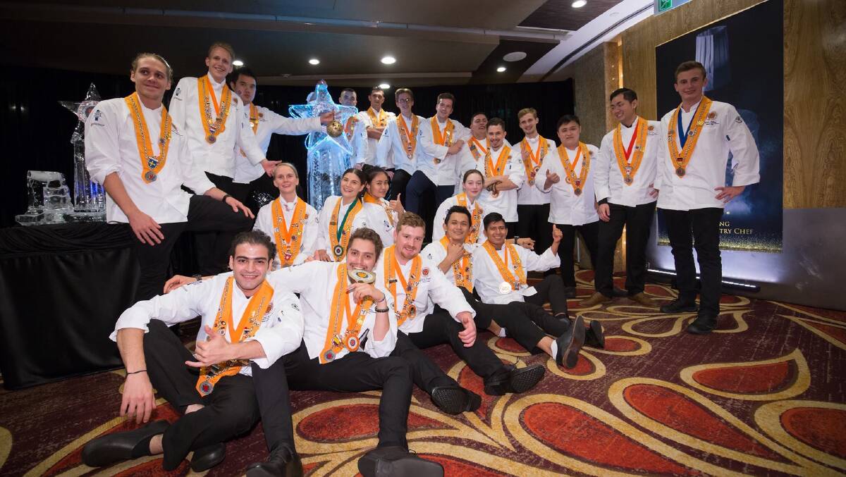 CHEFS: Aaron Engeler with the other chefs that competed in the Jeunes Chefs Rotisseurs Competition. Picture: SUPPLIED. 