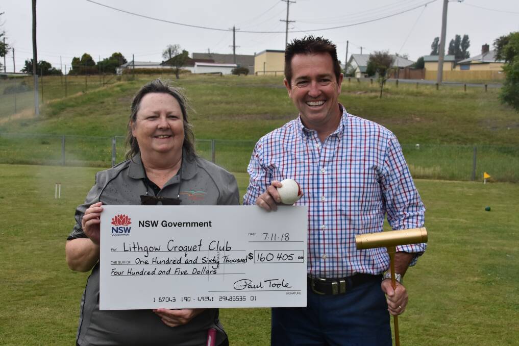 Lithgow Croquet Club president Cass Hawkins and Bathurst MP Paul Toole. Pictures: CIARA BASTOW. 