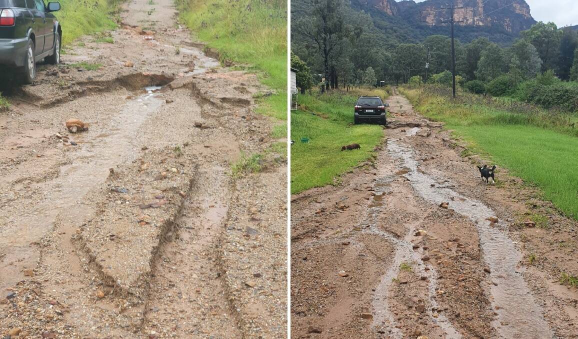 ROADS: Plenty of roads around the Glen Davis community were destroyed in the aftermath of the rain. Picture: JAZ WHITEMAN 