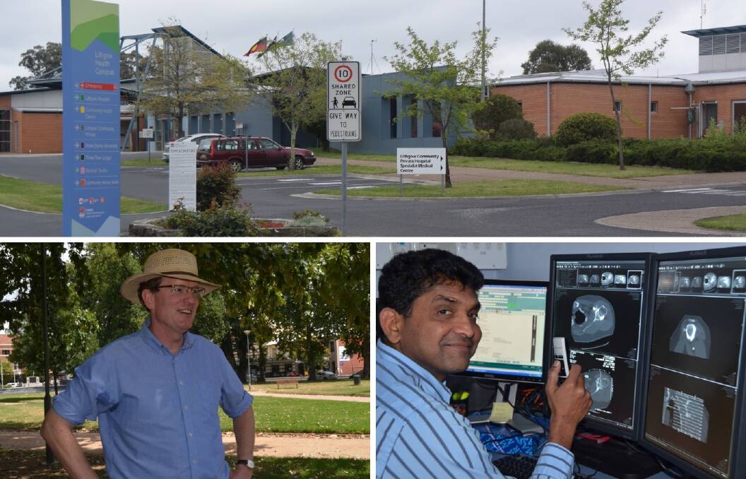 Andrew Gee has thrown his support behind an MRI machine for Lithgow, while  ALFRED Medical Imaging’s Senan Nagaratnam has wanted to expand with an MRI machine for years. Pictures: Lithgow Mercury. 