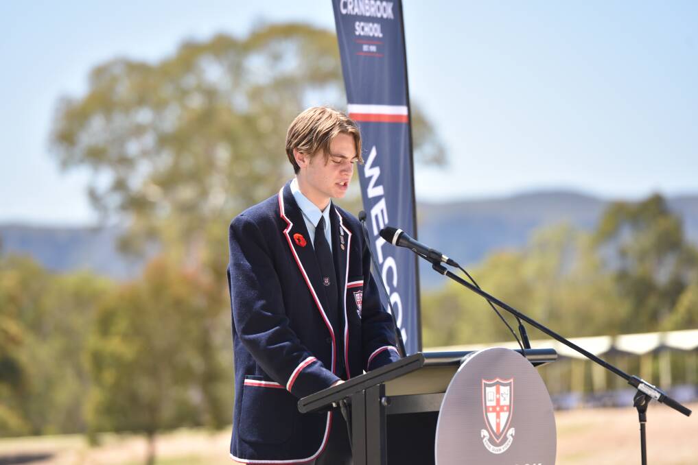 Cranbrook School Head Prefect Tully O’Regan speaking to the crowd. Picture: SUPPLIED. 