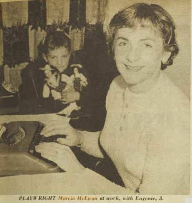 REMEMBERED: Marcia McEwan at work with daughter Eugenie as pictured in the Australian Woman's Weekly in 1960. Picture: TROVE 