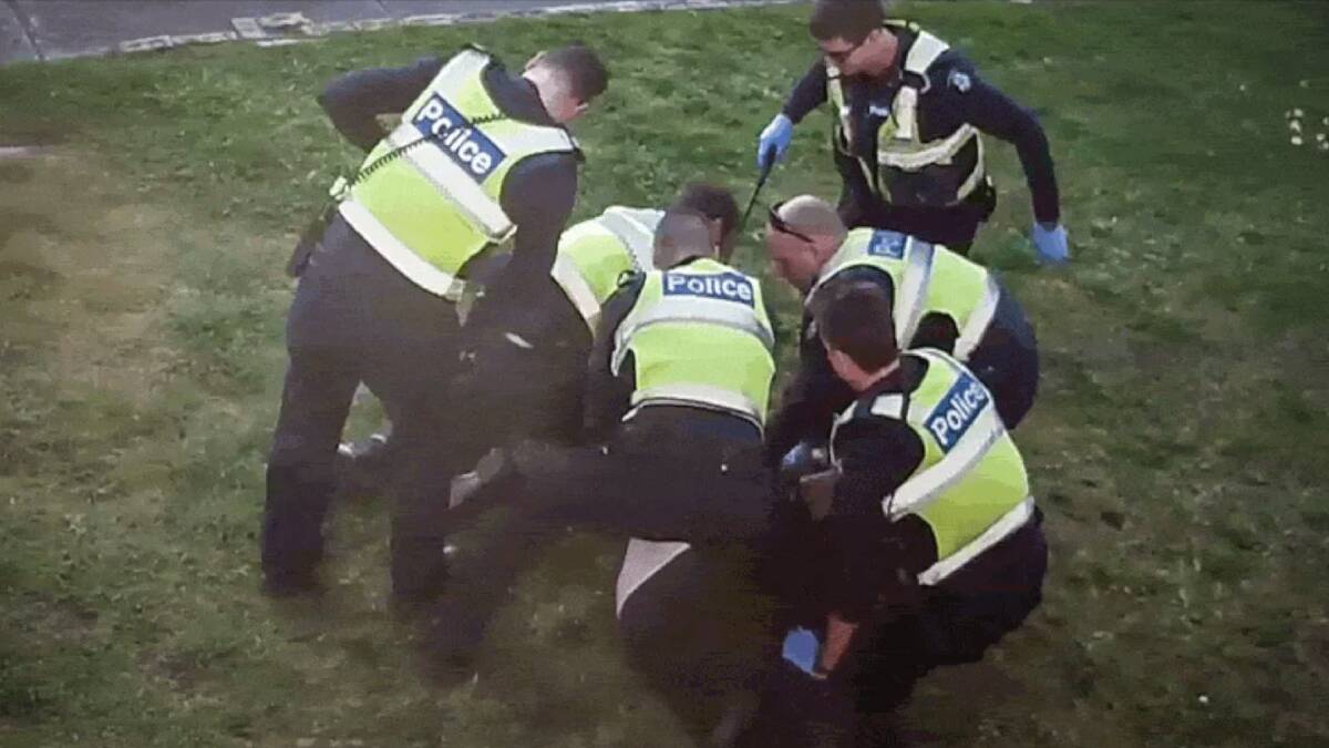 Capsicum spray and batons were used on a restrained disability pensioner in Melbourne, captured on the man's CCTV system. It has reignited debate over Victoria Police misconduct oversight.