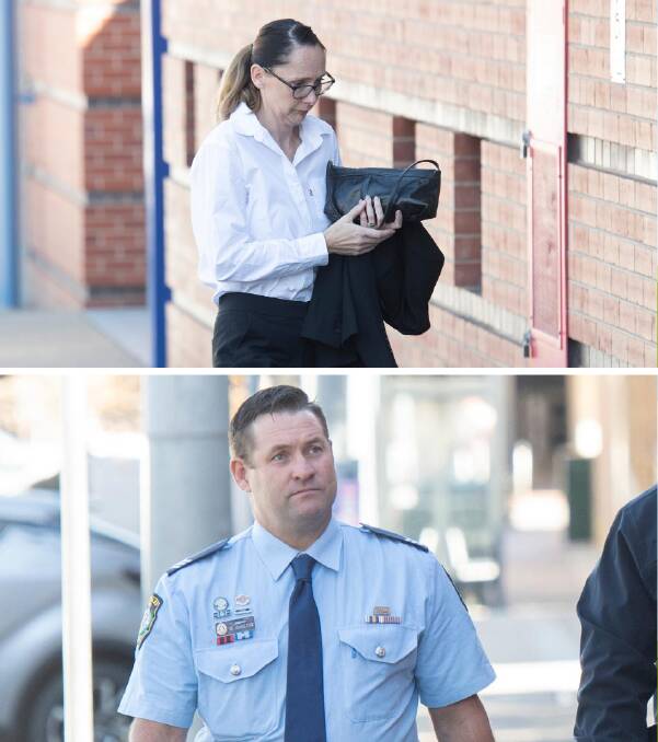 Inquest finishes: Former Leading Senior Constable Helen McMurtrie and Sergeant Mark Johnston outside Tamworth Coroner's Court. Photos: Peter Hardin